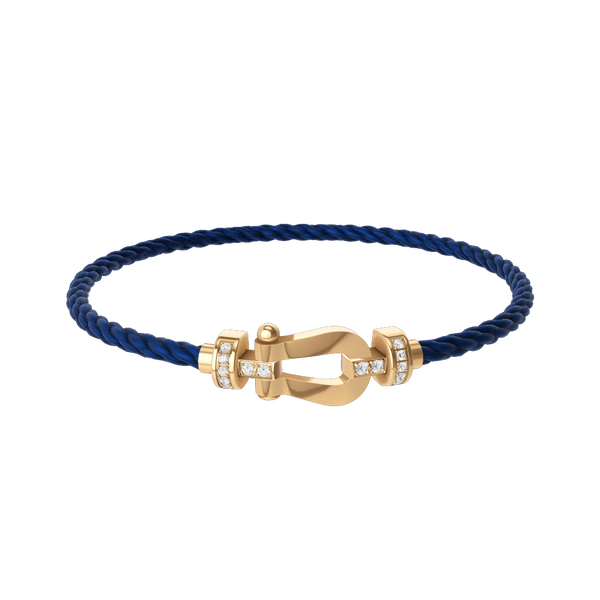 Force 10 Medium Yellow Gold and Diamond Pav&eacute; Cable Bracelet