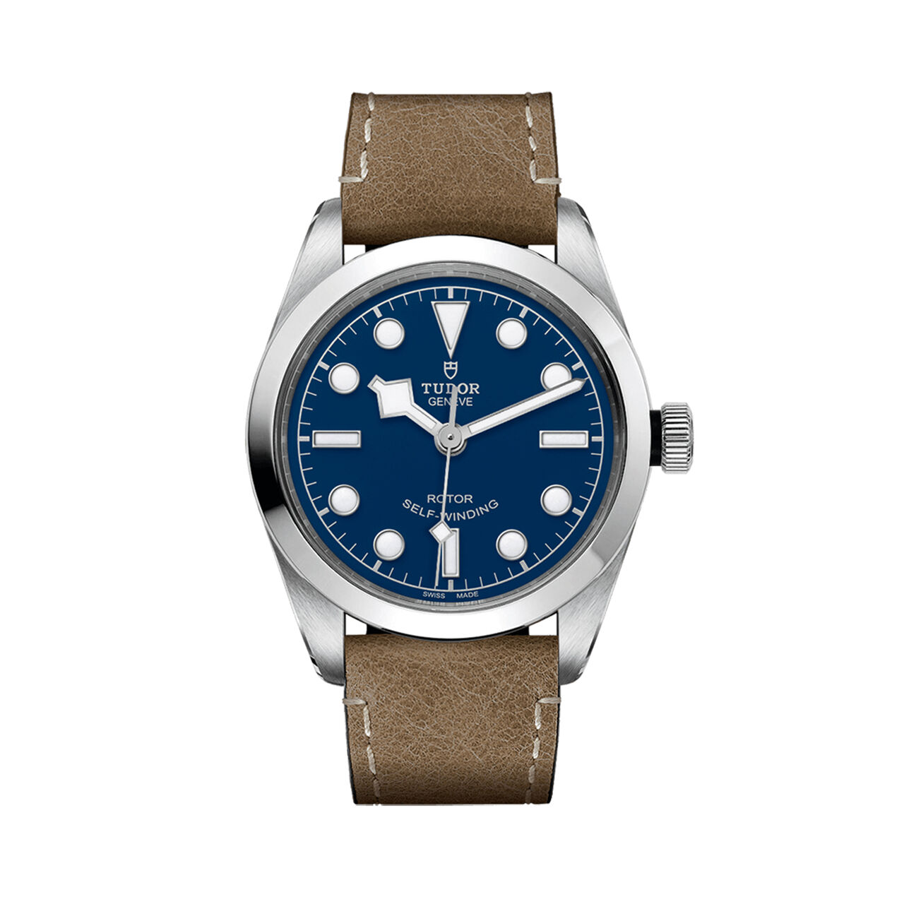 maison birks tudor black bay 36 36 mm steel case beige leather strap blue dial m79500 0005 image number 0
