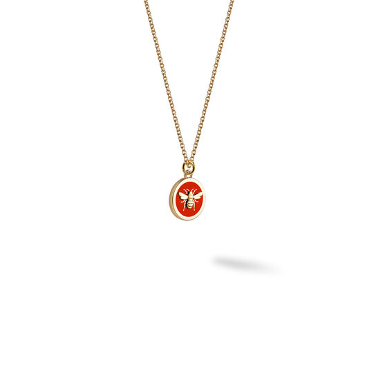 Small Red Enamel and Yellow Gold Round Medallion image number 1