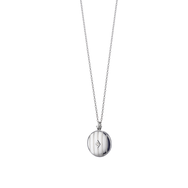Médaillon Beaded Center Classic Lockets en argent avec diamant