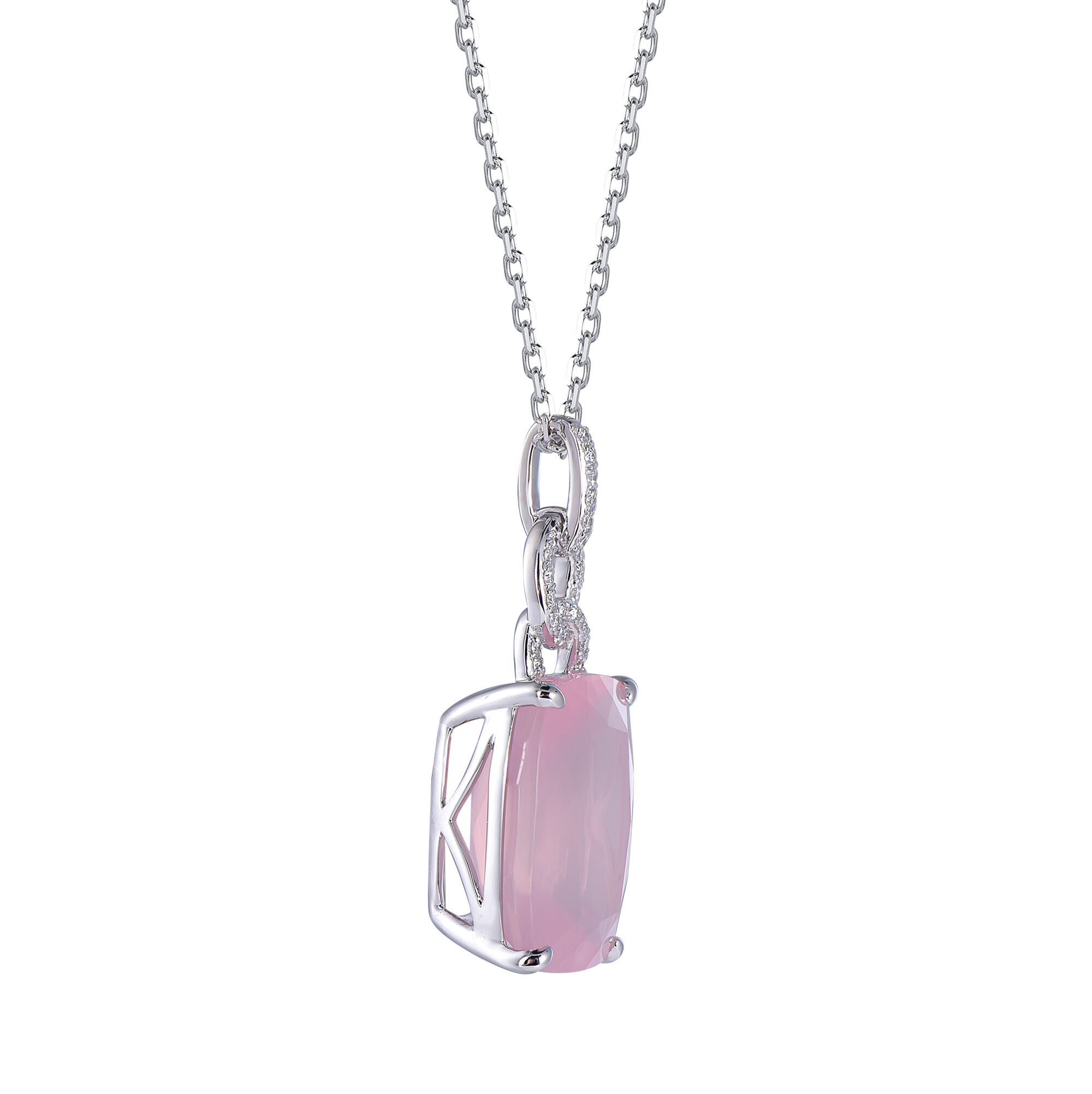 Rose Quartz Pendant in White Gold