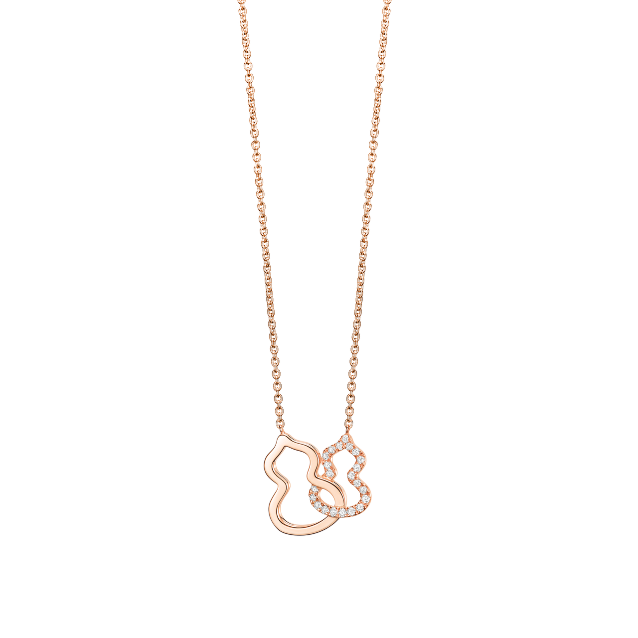Qeelin Petite Double Wulu Rose Gold Necklace with Diamonds WUNL0004ARGD Front image number 0