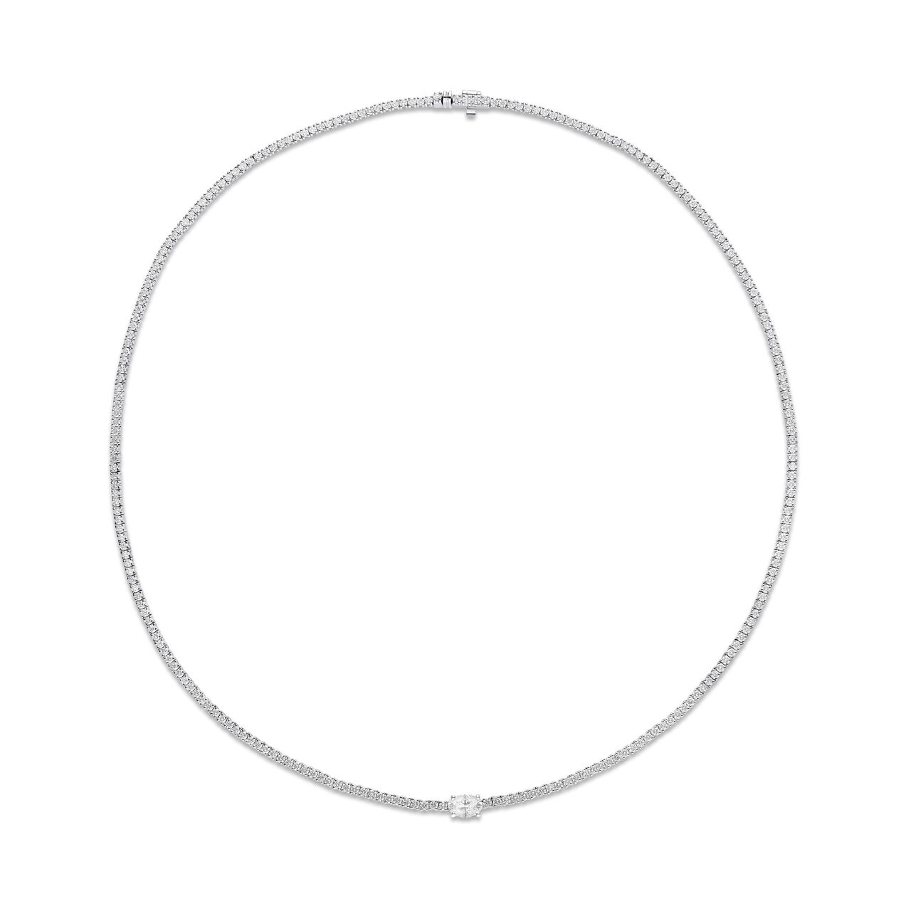 Diamond Line Necklace in White Gold image number 0