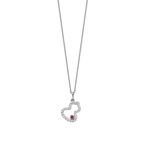 Wulu Petite White Gold, Ruby and Diamond Pavé Pendant