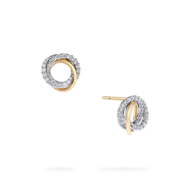 Diamond and Yellow Gold Circle Earrings