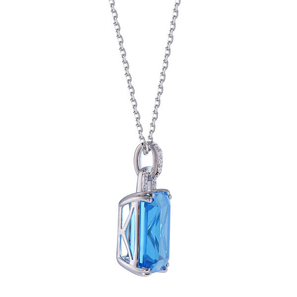 Pendentif Topaze Bleue Suisse Octogonale en Or Blanc