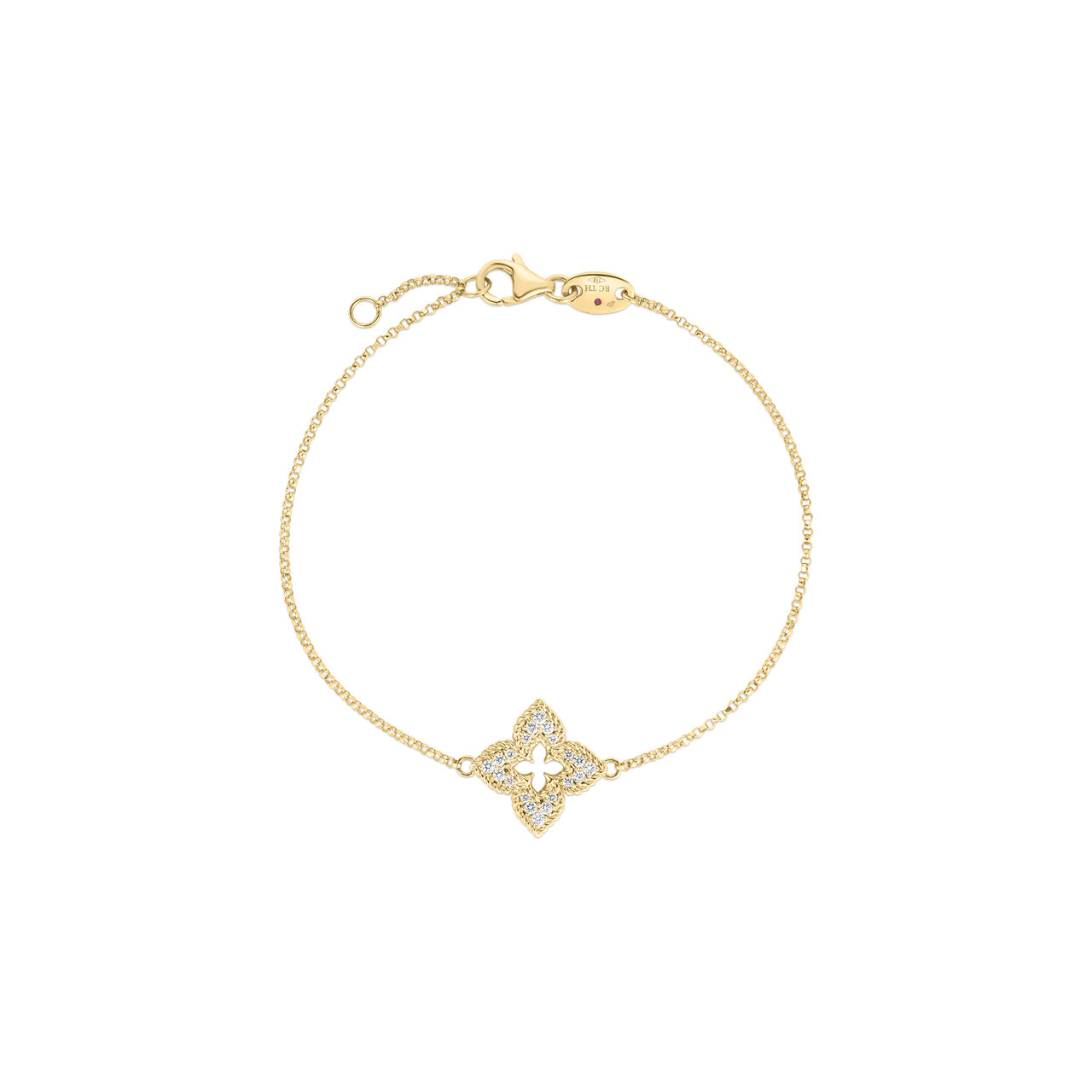 Roberto Coin Venetian Princess Small Yellow Gold and Diamond Pavé Chain Bracelet 8883383AYLBX image number 0