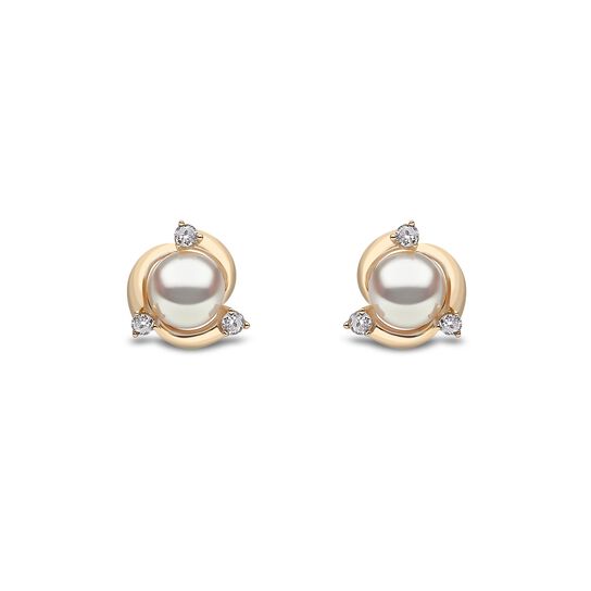 yoko london trend yellow gold pearl diamond spiral stud earrings tem0221 7f front image number 0