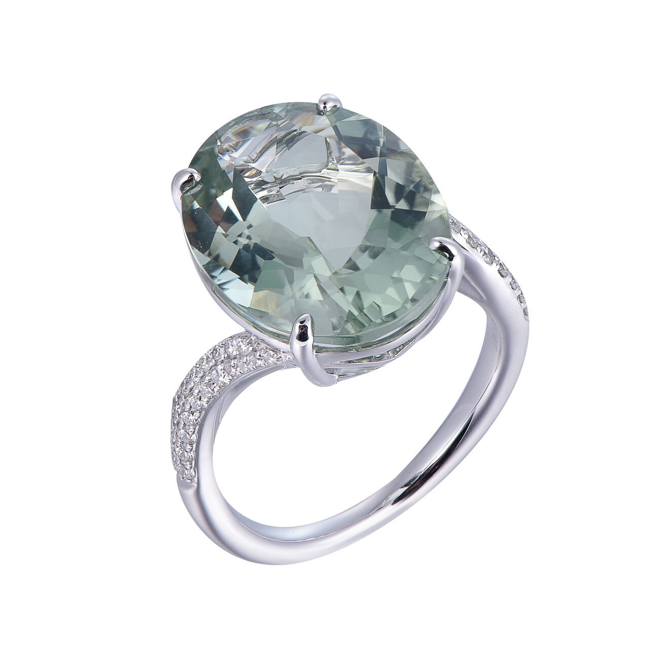 Bague Amethyste Verte en Or Blanc image number 0