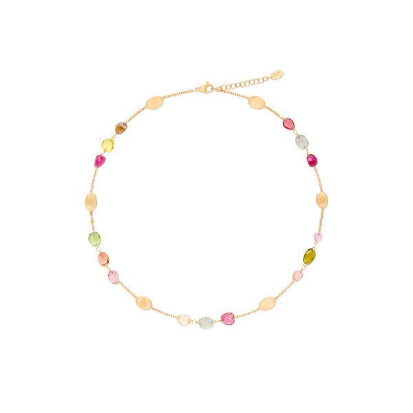 Collier station Lunaria en or jaune avec Tourmalines