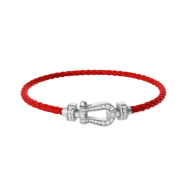 Force 10 Medium White Gold and Diamond Pavé Cable Bracelet