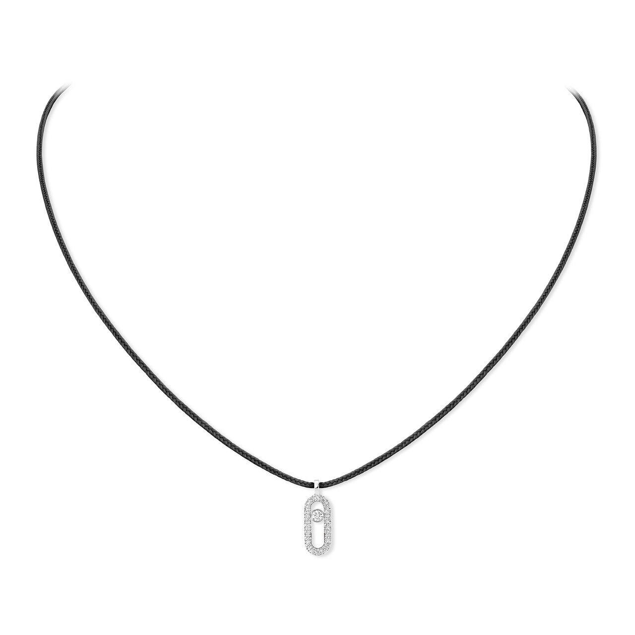 Care(s) White Gold and Diamond Pavé cord Necklace-messika image number 0
