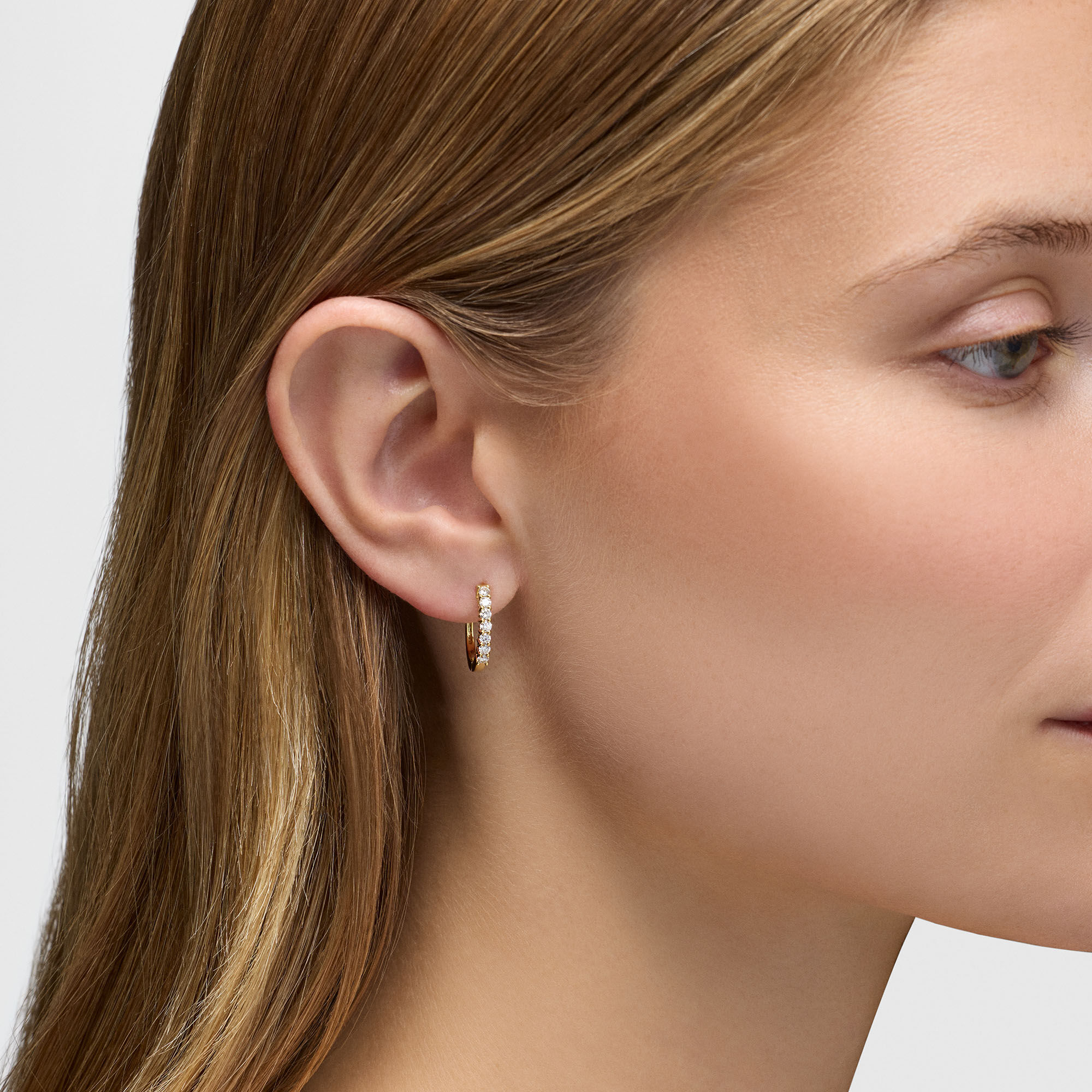 Diamond Hoop Earrings in Yellow Gold