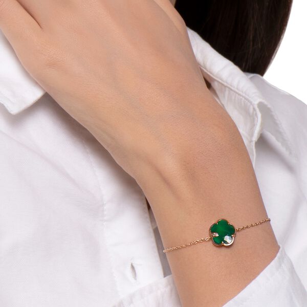 Petit Joli Rose Gold, Green Agate and Diamond Bracelet