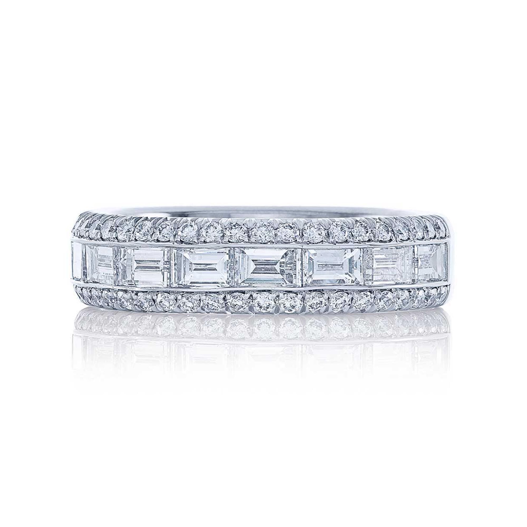 Emerald cut channel set band cheap