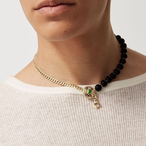Collier Emblem en or jaune tsavorite et onyx