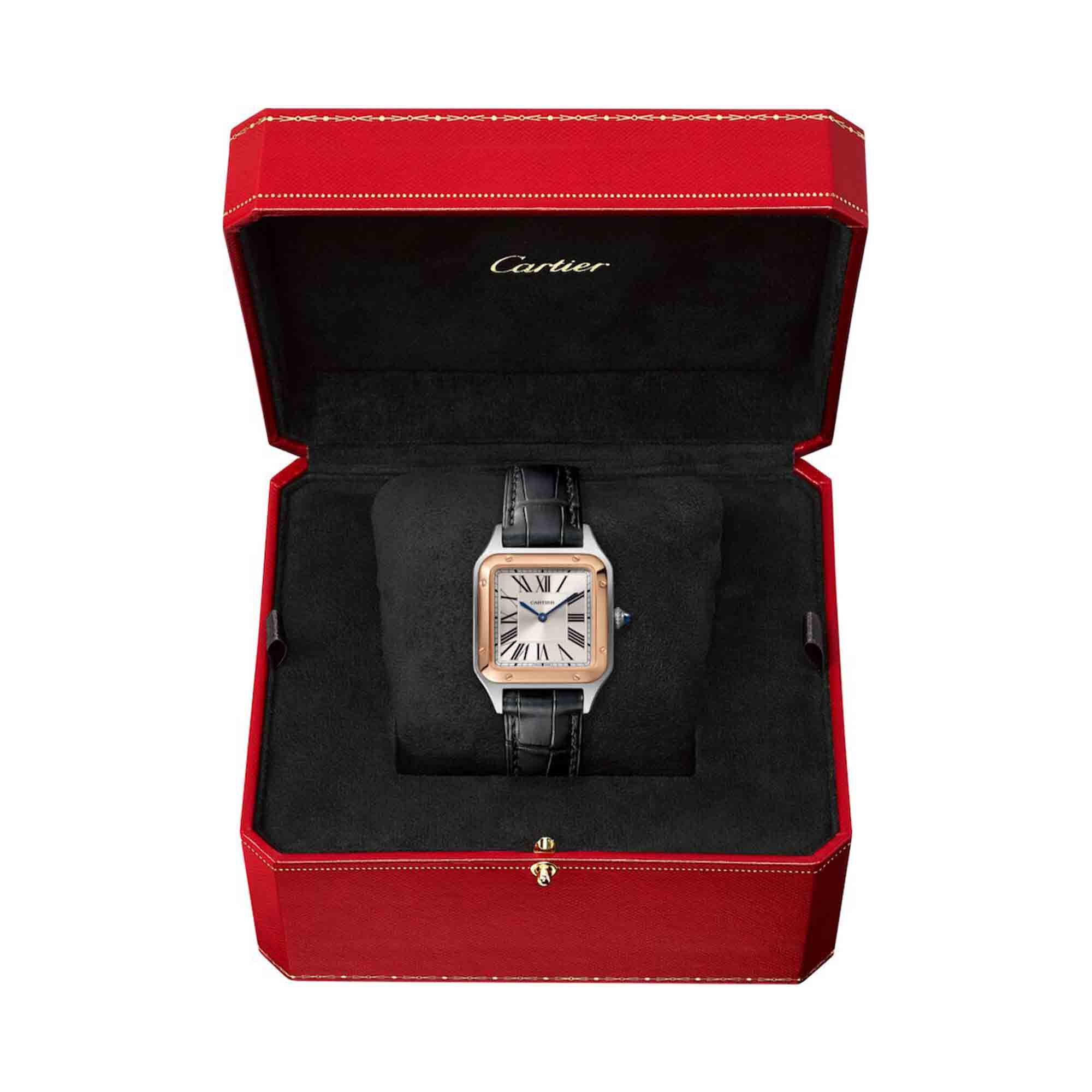 Santos Dumont Small Model Quartz 38mm Rose Gold Stainless Steel Cartier W2SA0012