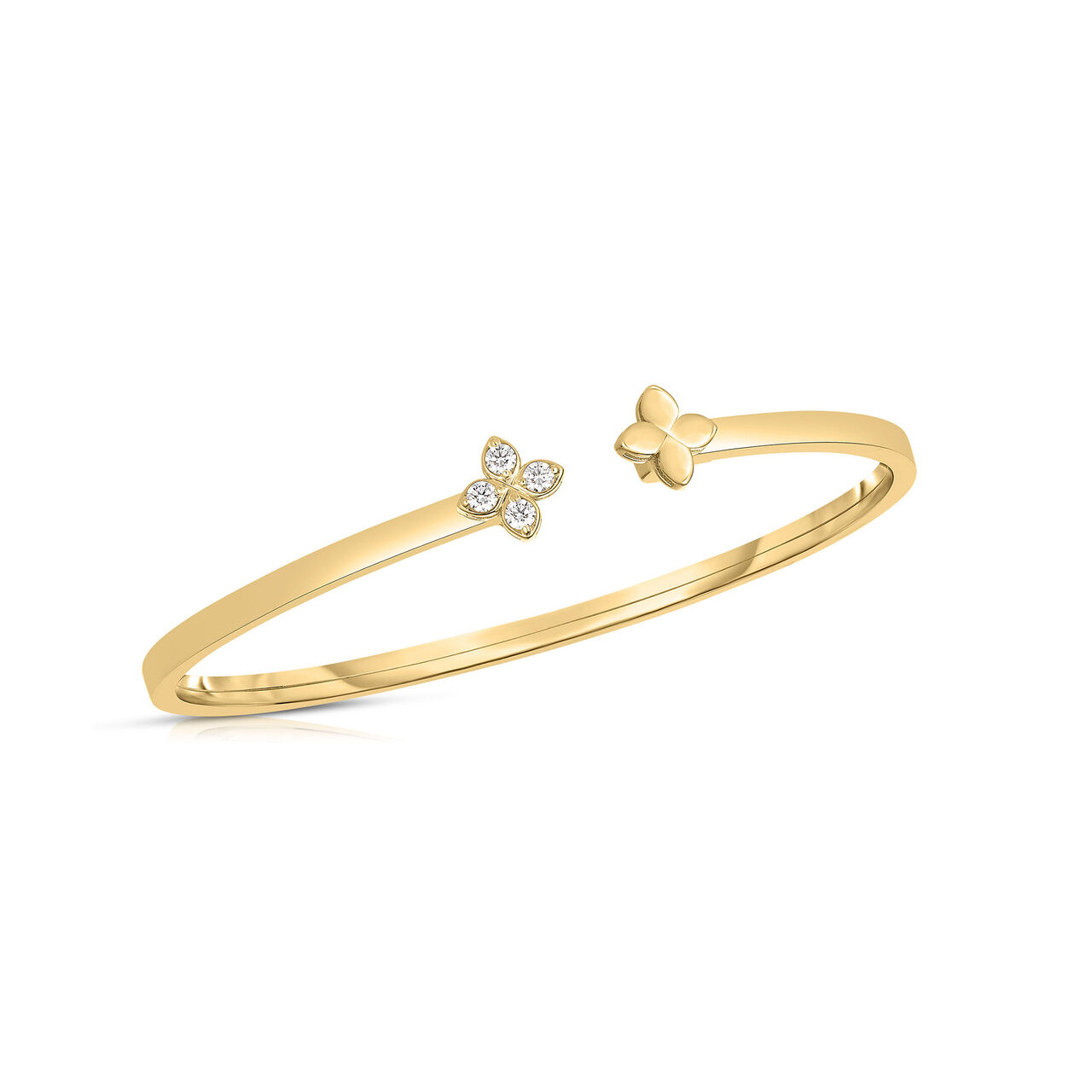 Roberto Coin Love in Verona Yellow Gold and Diamond Flower Bangle image number 0