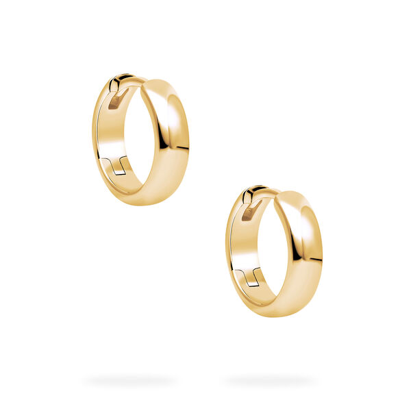 Yellow Gold Huggie Earrings, 13 mm