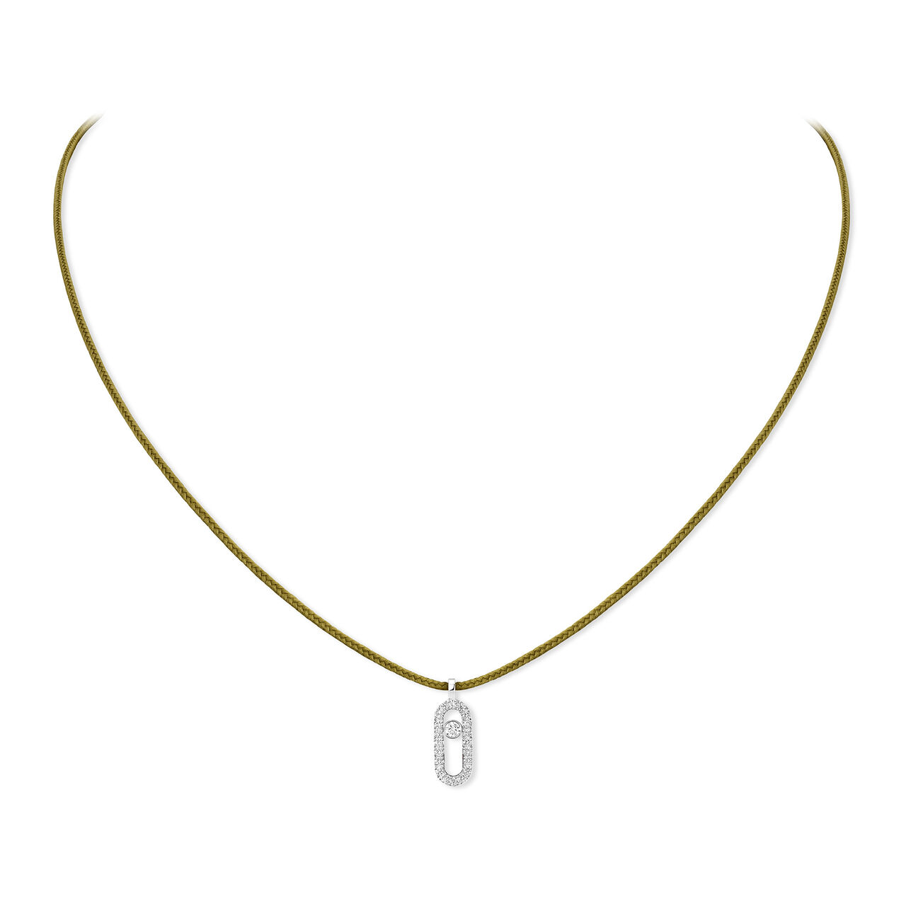 Care(s) White Gold and Diamond Pavé cord Necklace-messika image number 0