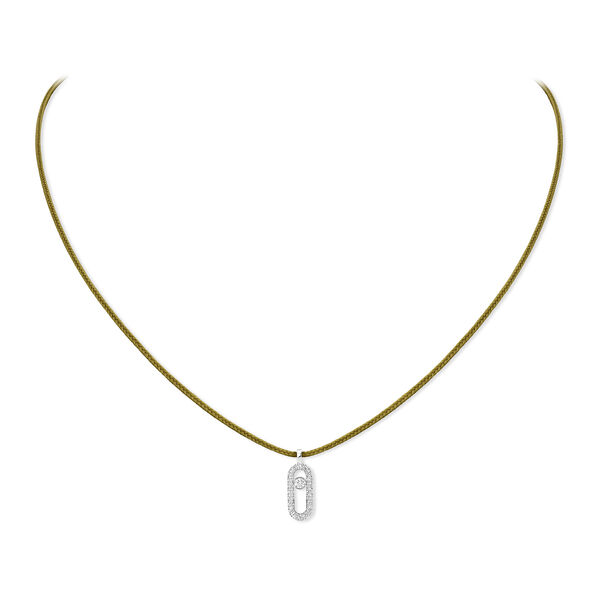 Care(s) White Gold and Diamond Pavé cord Necklace