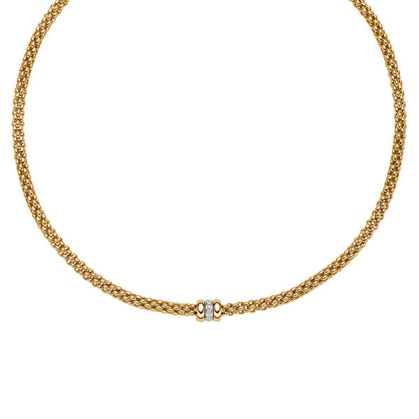 Solo Yellow Gold Necklace with Diamonds