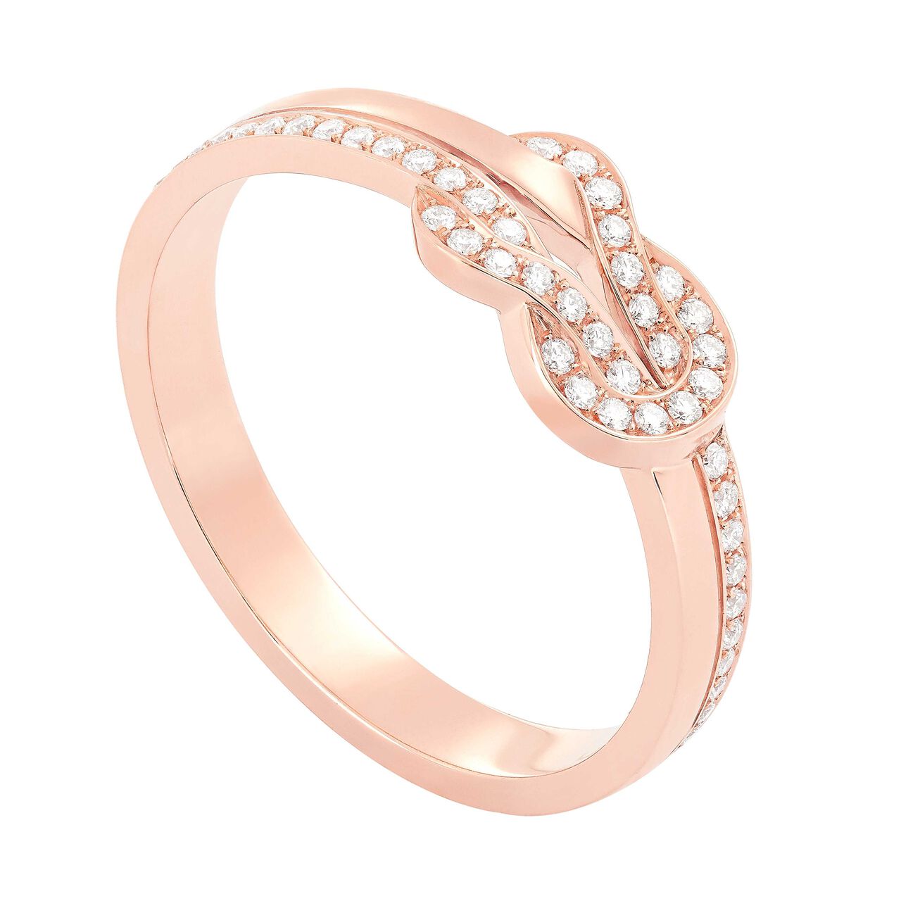 Chance Infinie Rose Gold Diamond Pavé Ring, Angle image number 2