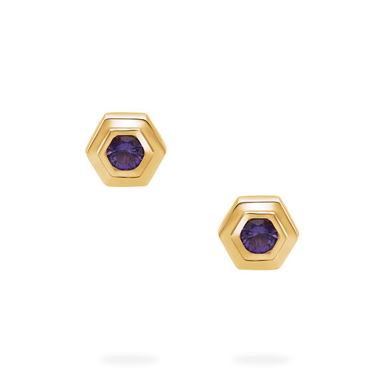 Birks Bee Chic Yellow Gold Birthstone Earrings, Amethyst image number 1