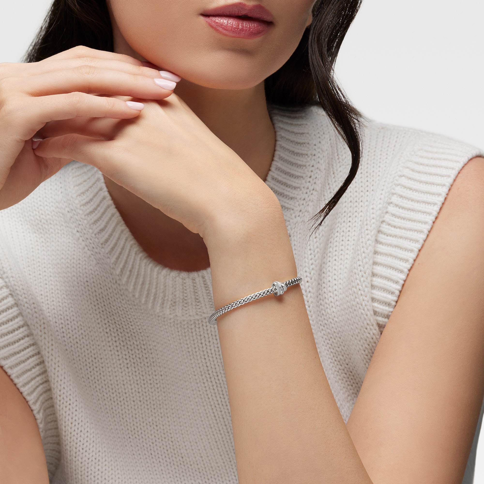 Prima Flex'it White Gold and Diamond Pavé Multi-Rondel Bracelet