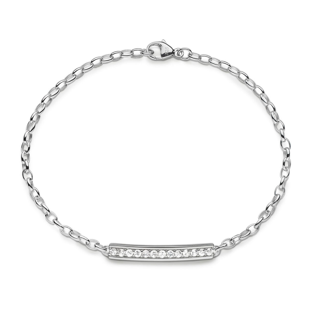  Monica Rich Kosann Petite Poesy Carpe Diem Silver and White Sapphire Bracelet image number 0