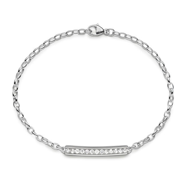 Bracelet Petite Poesy Carpe Diem en argent avec saphir blanc