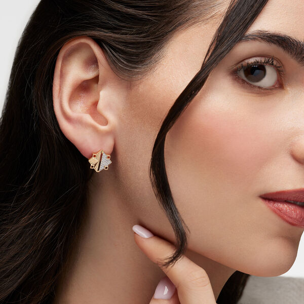 Guilloché Yellow Gold and Diamond Earrings