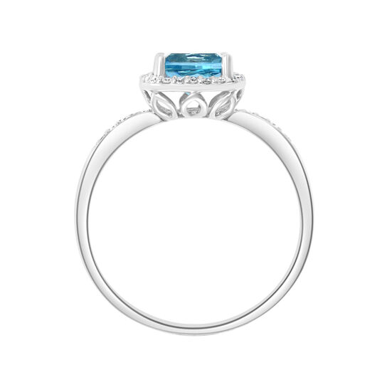 White Gold Cushion Cut swiss blue topaz and Diamond Ring image number 2