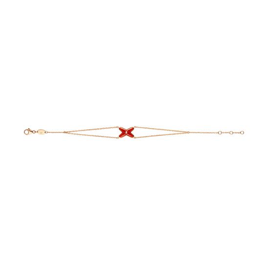 Bracelet double chaîne Jeux de Liens en or rose avec cornaline et diamant image number 1