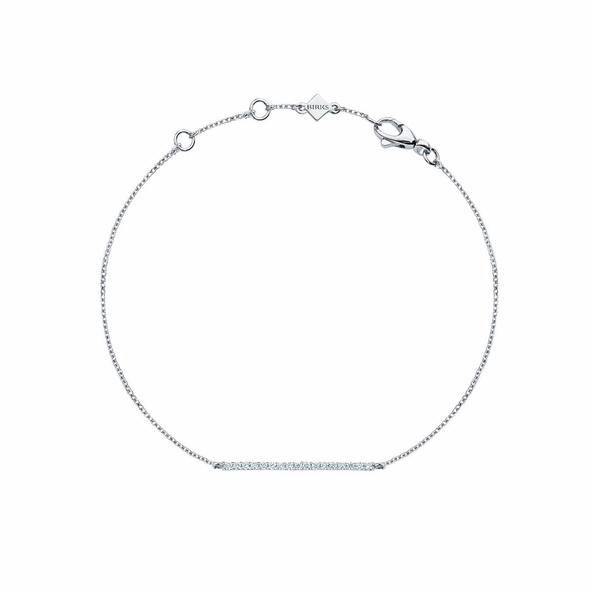 Birks Rosee du Matin Rosee du Matin Diamond Bar Bracelet 18k White Gold Size 1273