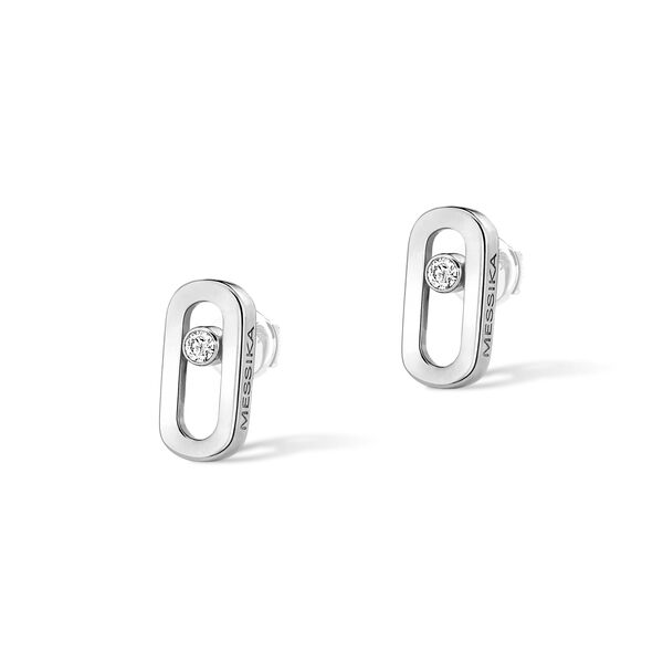 Move Uno Small White Gold and Diamond Stud Earrings