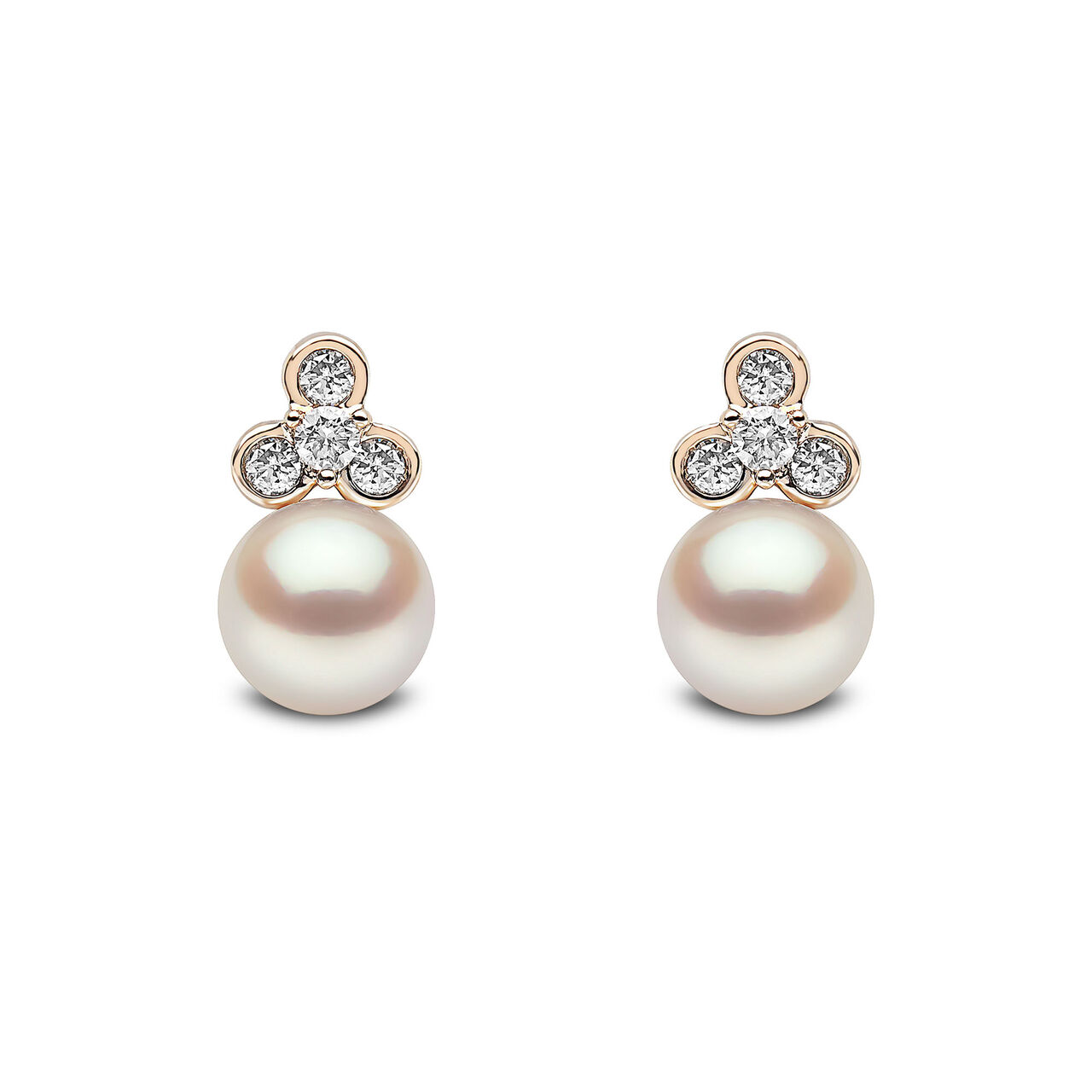Trend Yellow Gold Pearl and Diamond Earrings image number 0
