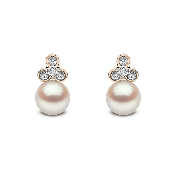 Boucles d'oreilles Trend en or jaune avec perles et diamants
