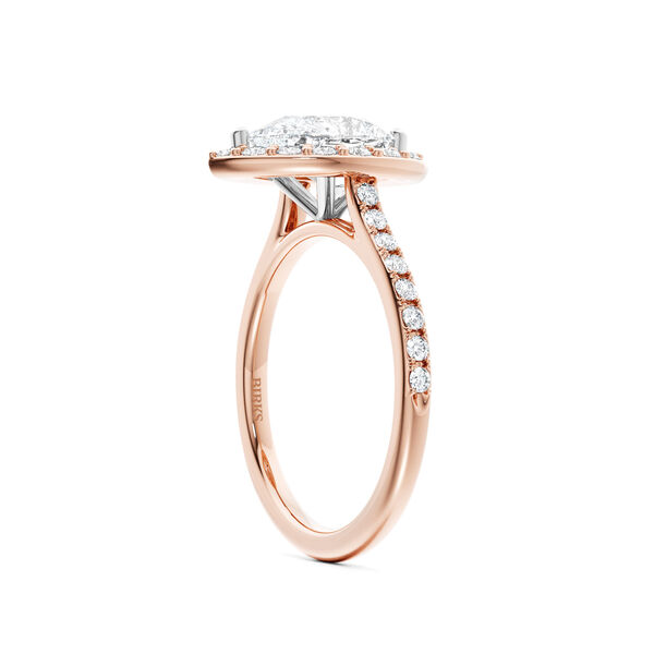 Pear-Cut Diamond Engagement Ring with Halo and Pav&eacute; Band in Rose Gold