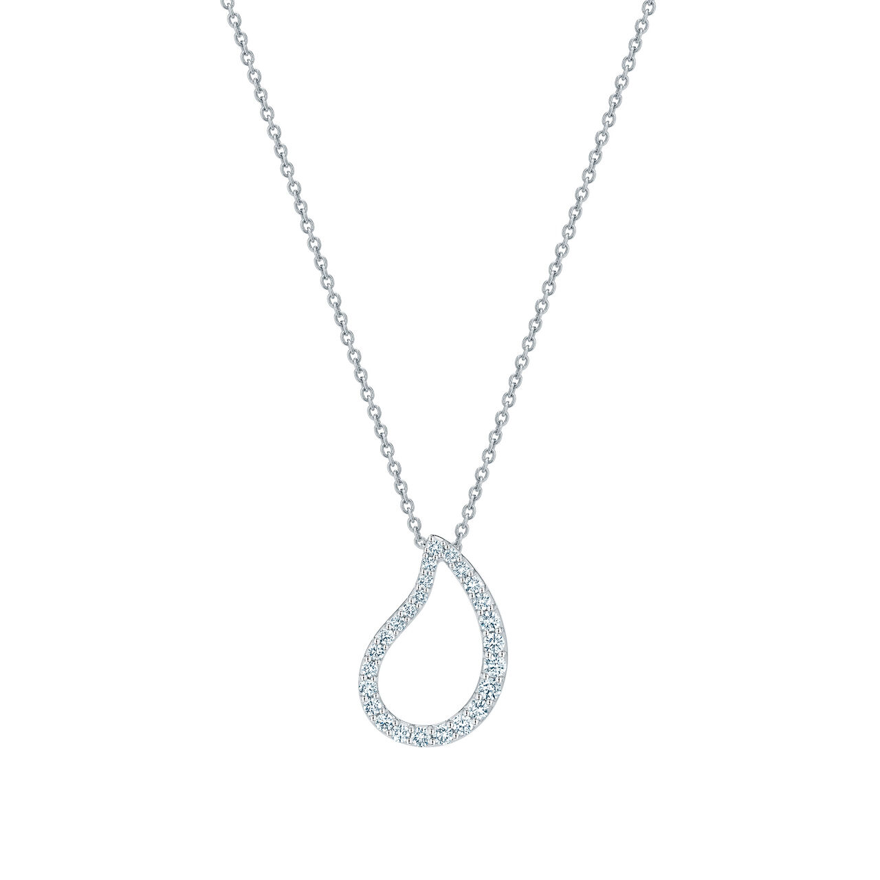 bijoux birks petale large single diamond pendant in white gold image number 0