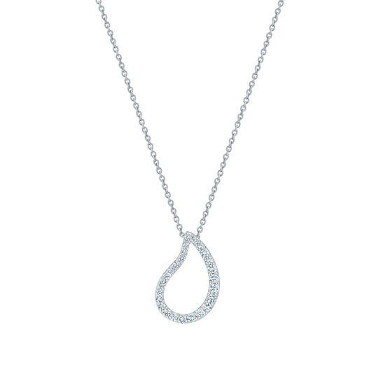 bijoux birks petale large single diamond pendant in white gold image number 0