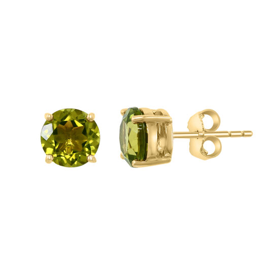 Yellow Gold and Peridot Stud Earrings image number 1
