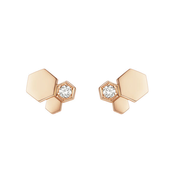 Bee de Chaumet Rose Gold and Diamond Stud Earrings