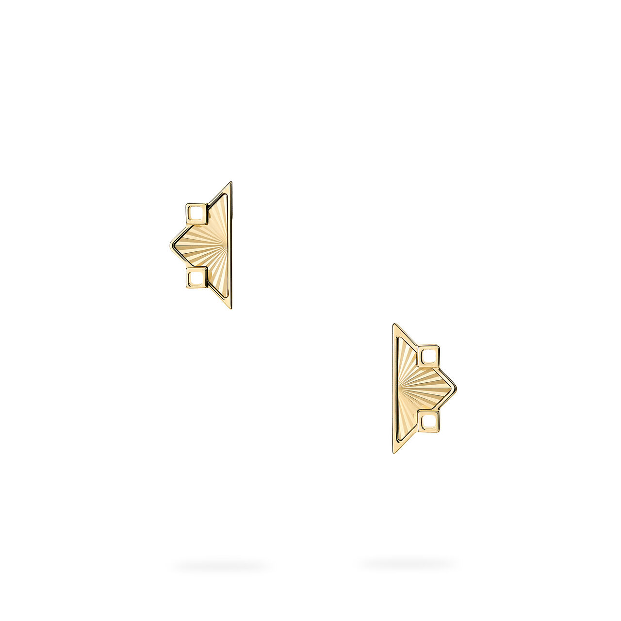 Birks Muse boucles d'oreilles sym&eacute;triques en or jaune guilloch&eacute; image number 2