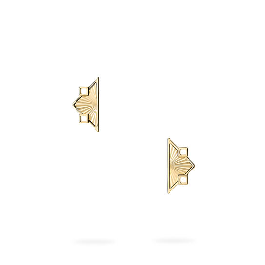 Birks Muse boucles d'oreilles sym&eacute;triques en or jaune guilloch&eacute; image number 2