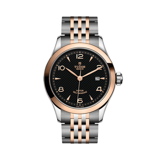 tudor 1926 28 mm steel case pink gold bezel black dial steel and rose gold bracelet m91351 0003 image number 0