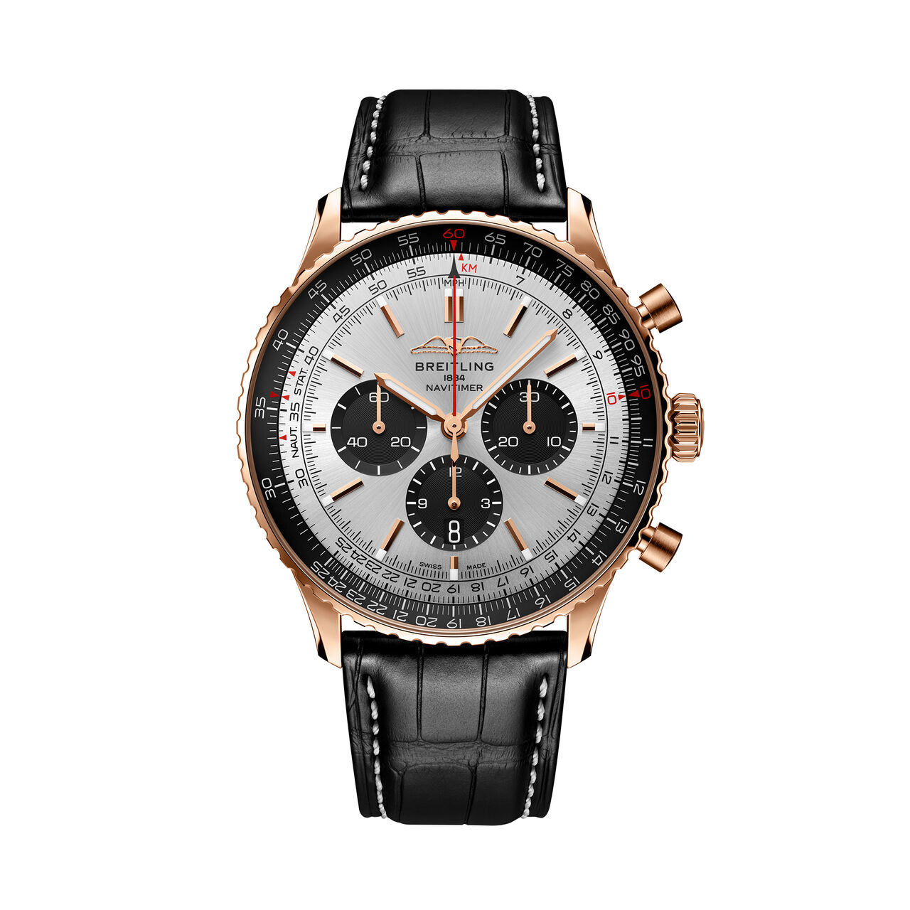 Breitling Navitimer B01 Chronograph 18k Rose Gold 46 - Silver RB0137241G1P1 Front image number 0