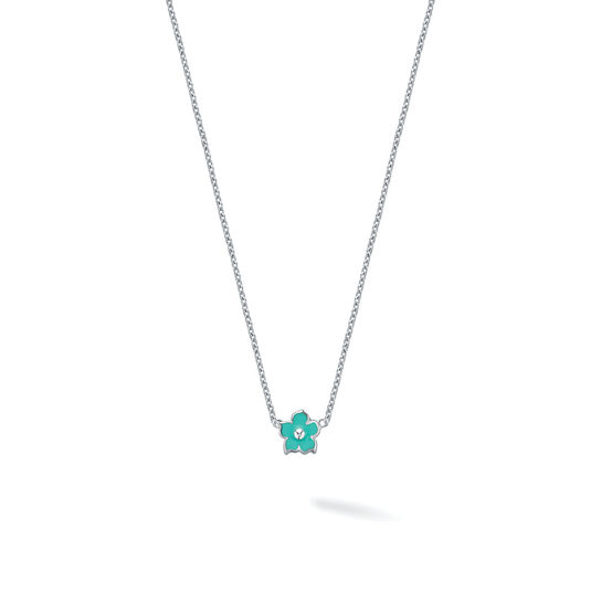 bijoux birks bee sweet turquoise enamel and silver flower pendant image number 0