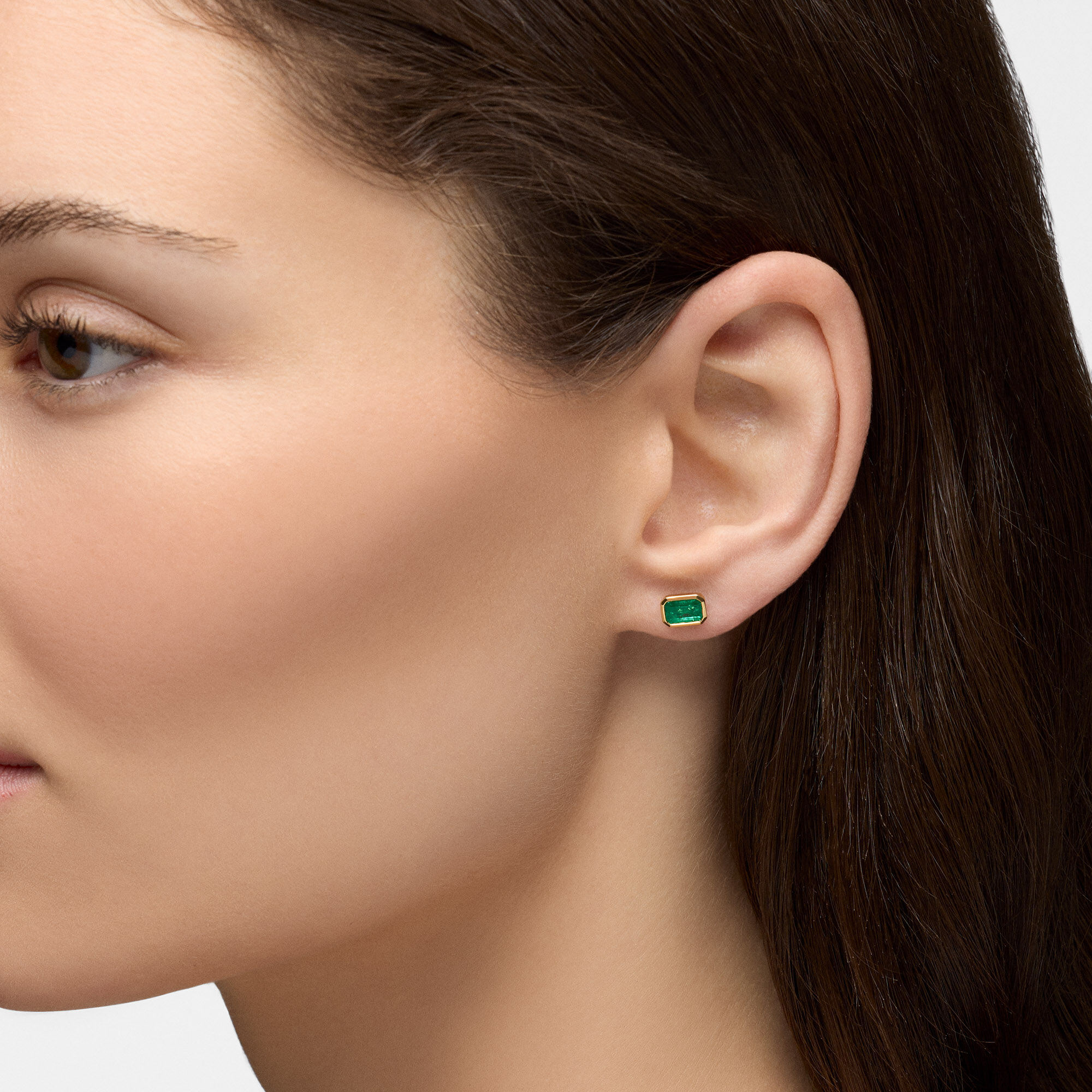 Yellow Gold Emerald Stud Earrings