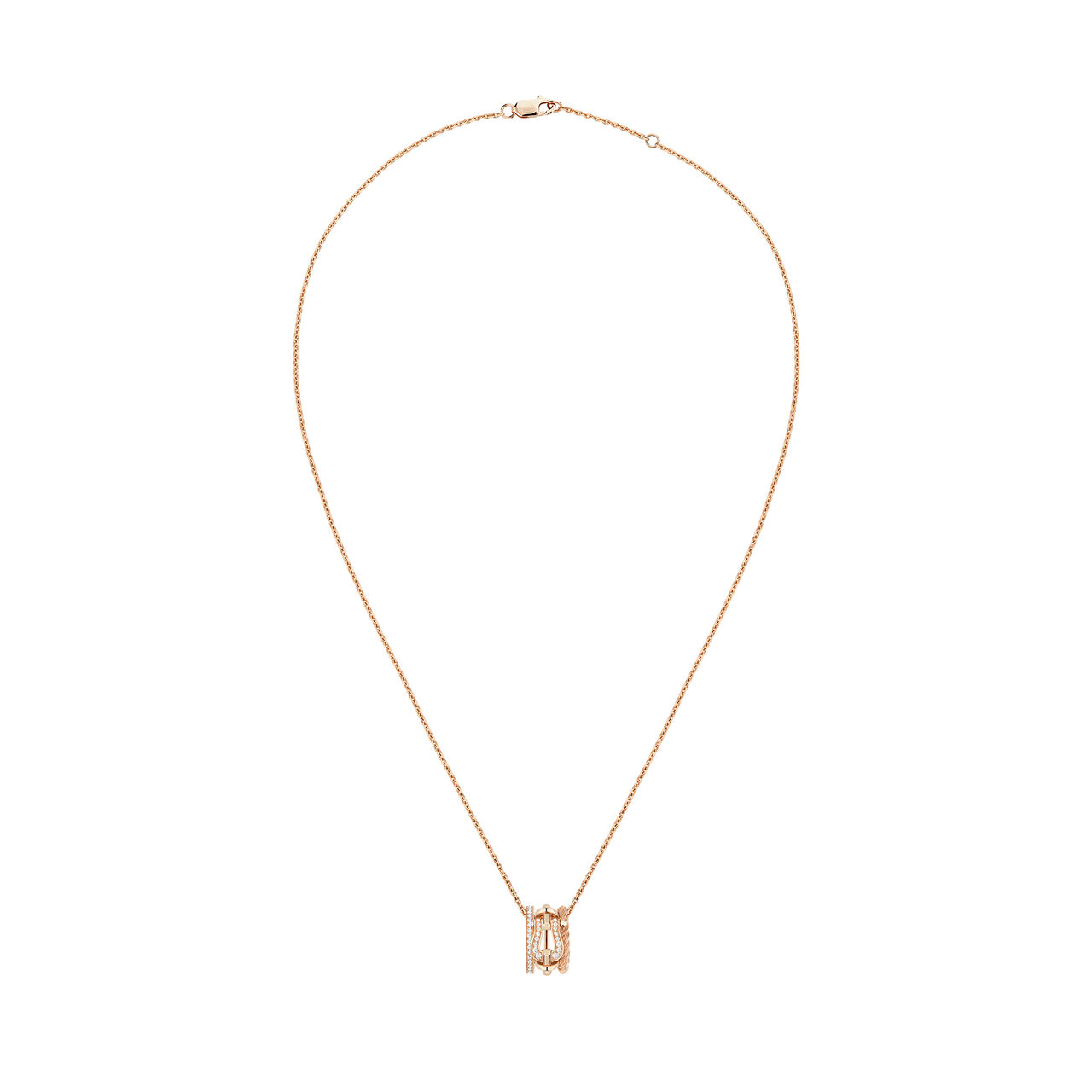 Fred Force 10 Rise Small Rose Gold and Diamond Pavé Pendant 3B0312 image number 0